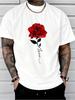 Men's Summer 100 Cotton Fashionable Casual Loose Large Rose Pattern Printed Sports Round Neck Short Sleeve T-shirt Top