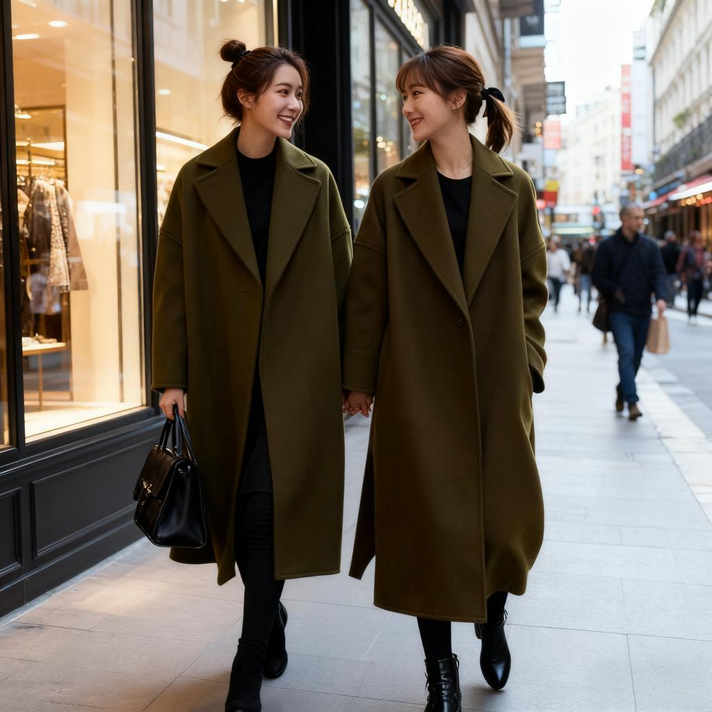 Herbst und Winter Wollmantel Verdickt Große Größe Koreanischer Stil Wollmantel Damenmantel Locker Mittellang Damenbekleidung