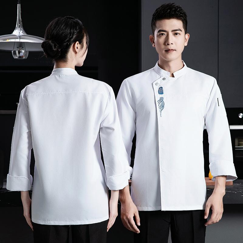 Униформа повара для сферы общественного питания, Рабочая одежда для кейтеринга, Осень/Зима, Кулинарная куртка, Рубашка для кухни ресторана, Рабочая одежда для официанта, Черно-белый поварской китель S белый