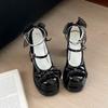 Fashion Comemore Platform Women Lolita Pumps Fashion Shallow Chunky High Heel Female Shoes Night Club Ankle Buckle Bow Dress Heels Women