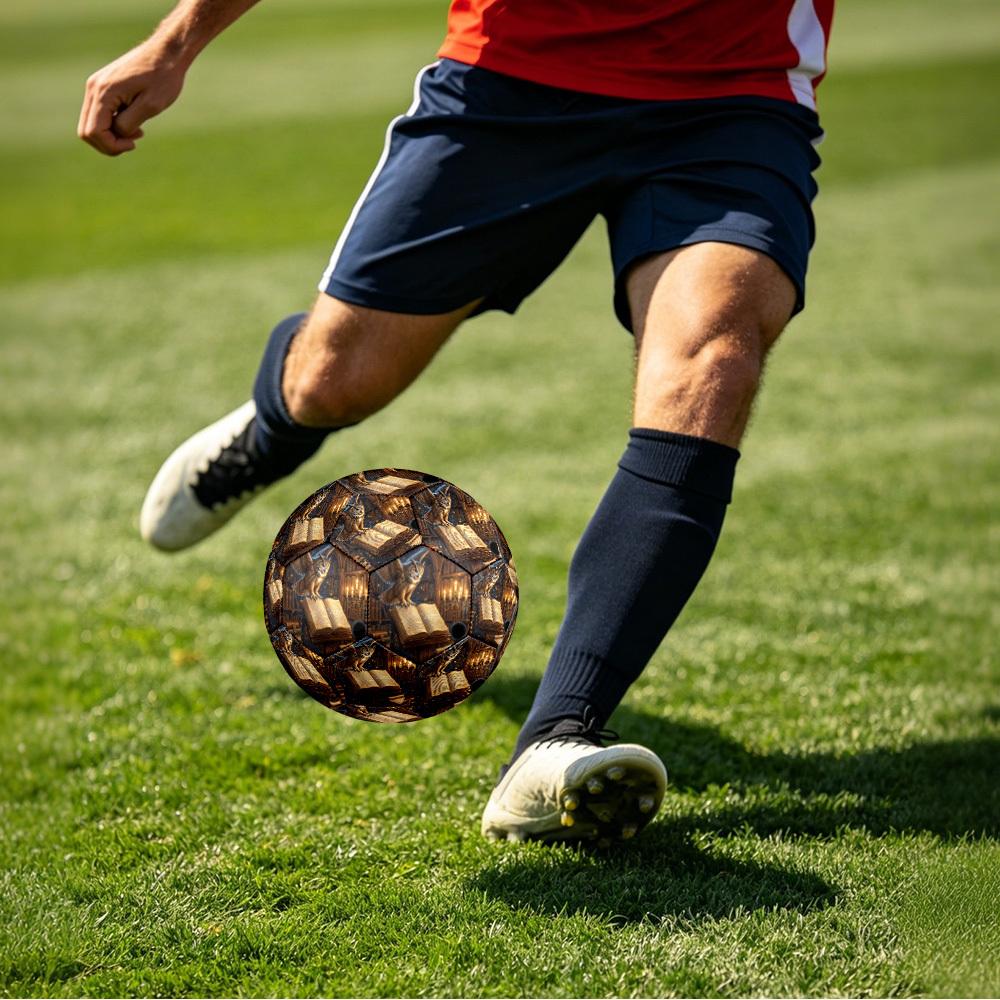 1pc Wise Owl Library Theme Soccer Ball Football, Size 5, Lightweight PVC, Outdoor Training Soccer Ball,Sports Gift t61445