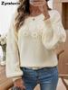 Fall New Arrivals Oversized Knit Sweater with Floral Embroidery for Women