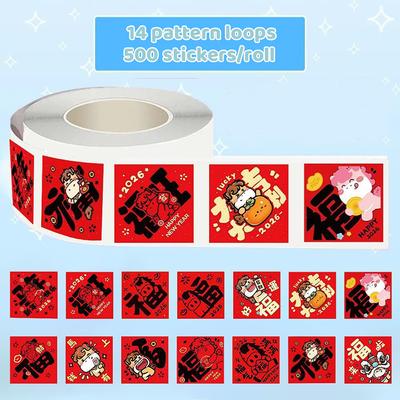 1/2/3 Roll Chinese  Year Year Of The Horse Seal Decorative Stickers Non-Drying Seal Stickers Gift Of Good Luck Fu Character