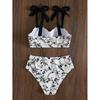 Sexy High-Waist Bikini Swimsuit Women's Small Chest Gathered Swimwear New Cross-Border Print Two-Piece Female Fashionable