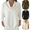 Pull Femme Col Bateau Manches Longues Couleur Unie Hauts Pull-Over Coupe Slim Doux Respirant Hiver Superposition Tricots Décontractés