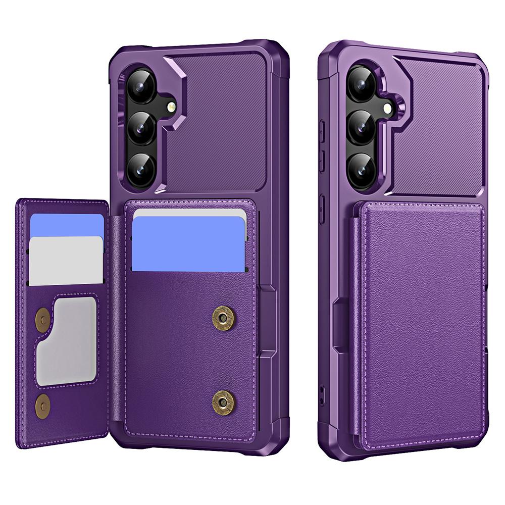 For Samsung Galaxy S24+ Case Card Slot Kickstand Leather+TPU Reinforced Corner Phone Cover