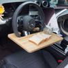 Portable Bamboo Wood Steering Wheel Table: Multi-functional Tray & Desk