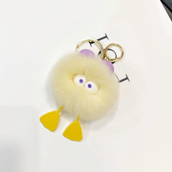 Plüsch-Cartoon-Ball-Schlüsselanhänger, große Augen, Stressabbau, flauschiger runder Quetschball, Spielzeug, DIY Mini-Metallring, Schlüsselanhänger, Anhänger, Rucksack, Ornament, Geburtstagsgeschenk