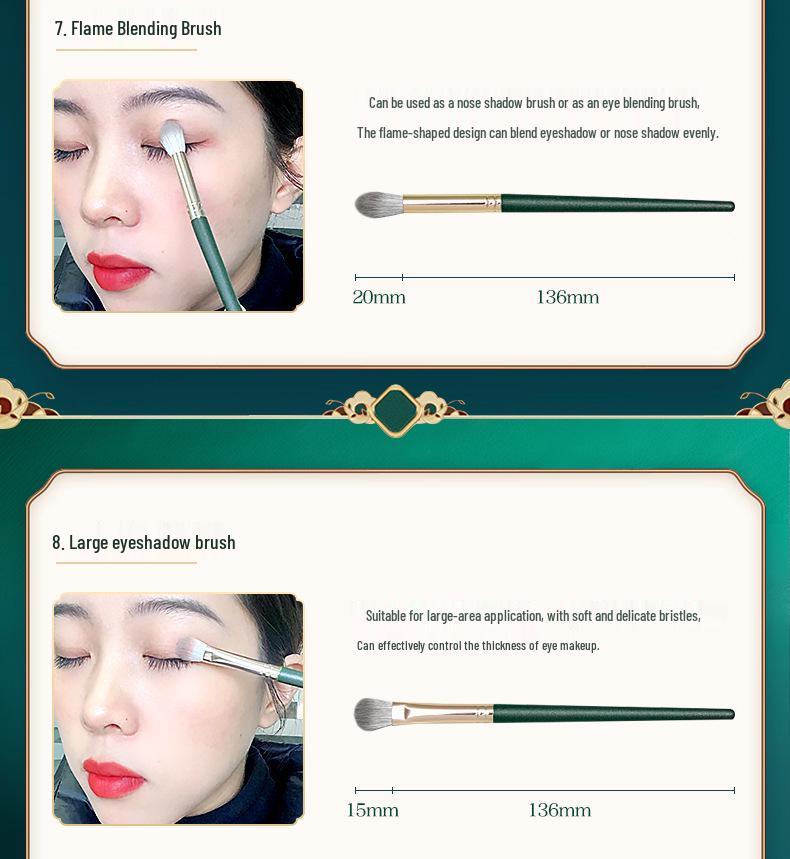 Huayang 14-teiliges Green Cloud Make-up Pinselset - Weiche, vielseitige Pinsel für Puder, Foundation und Lidschatten.