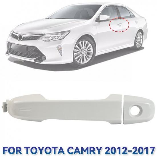 White Door Handle Outside Front Left Driver Side For Toyota Camry 2012-2017