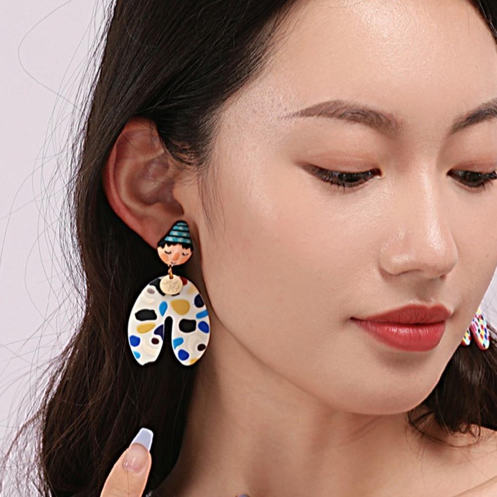 

Acrylic Colourful Dangle Earrings Dots Y2K Pendientes Earrings Fashion Portraits Earrings Girls Colorful