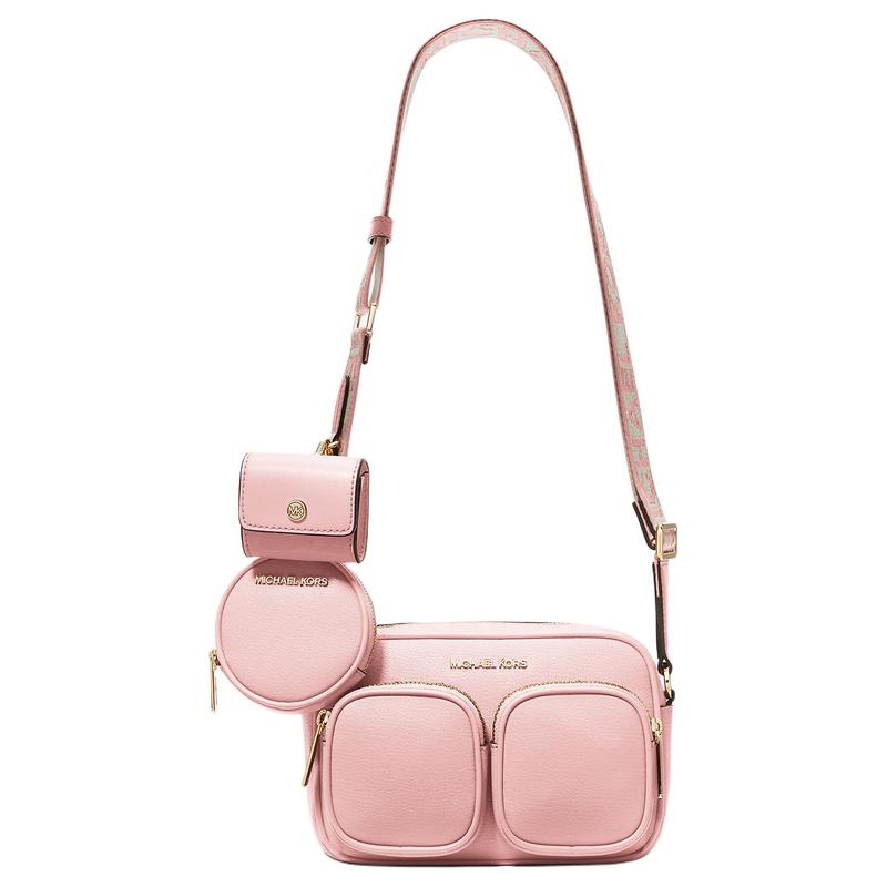 MICHAEL KORS Jet Set Item Logo Zip Closure Leather Shoulder Crossbody Bag Medium Women s Pink розовый