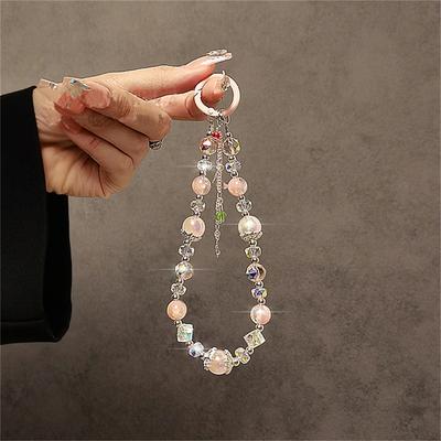 Luxus High-End Schmetterling Anhänger Kristall Perle Handkette Handgelenk Kurzes Hängeseil Mit Clip Handyhülle Schlüsselanhänger Tasche Anhänger