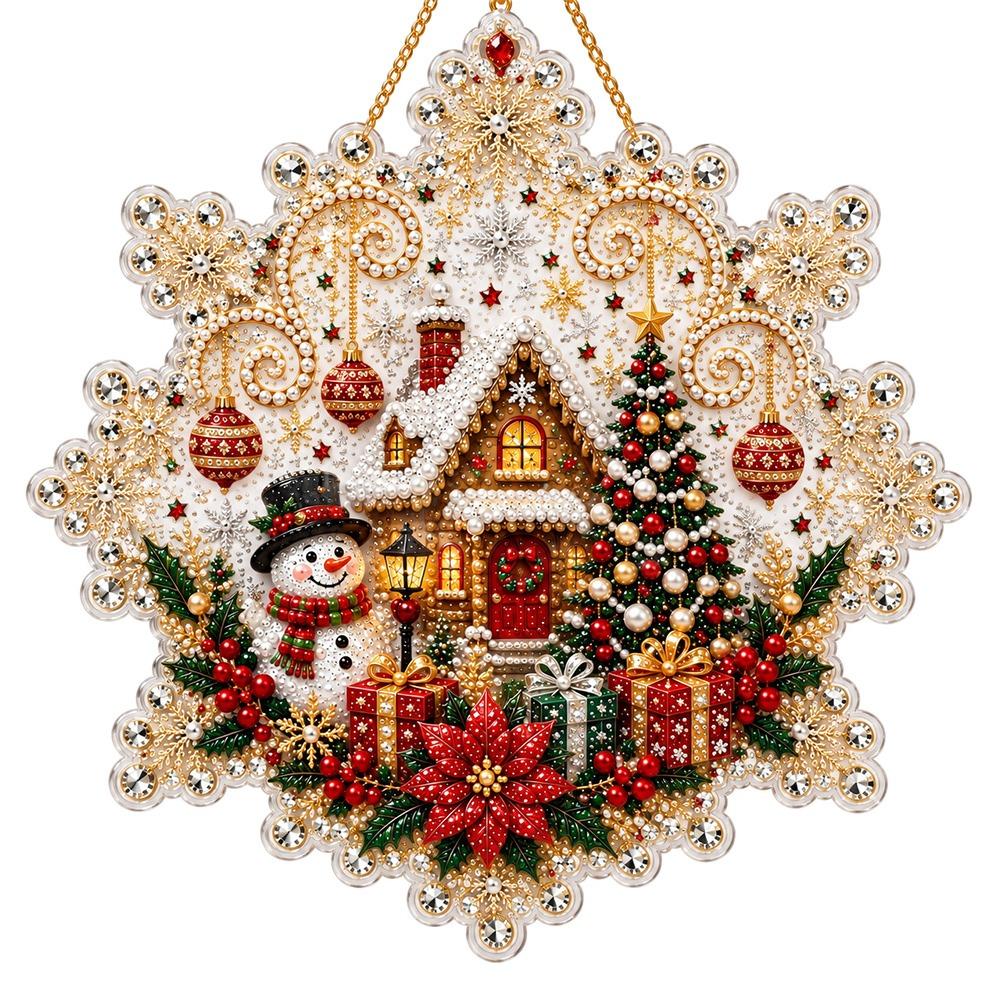 Acrylic Board Christmas Snowflake Pendant Clear Hanging Suncatcher for Adults