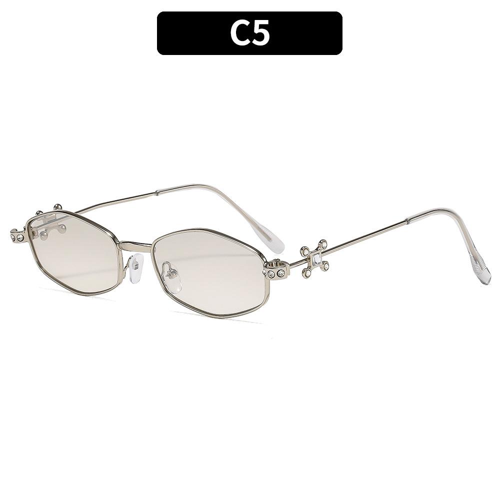Women's sunglasses, men's and women's fashion polygonal metal sunglasses