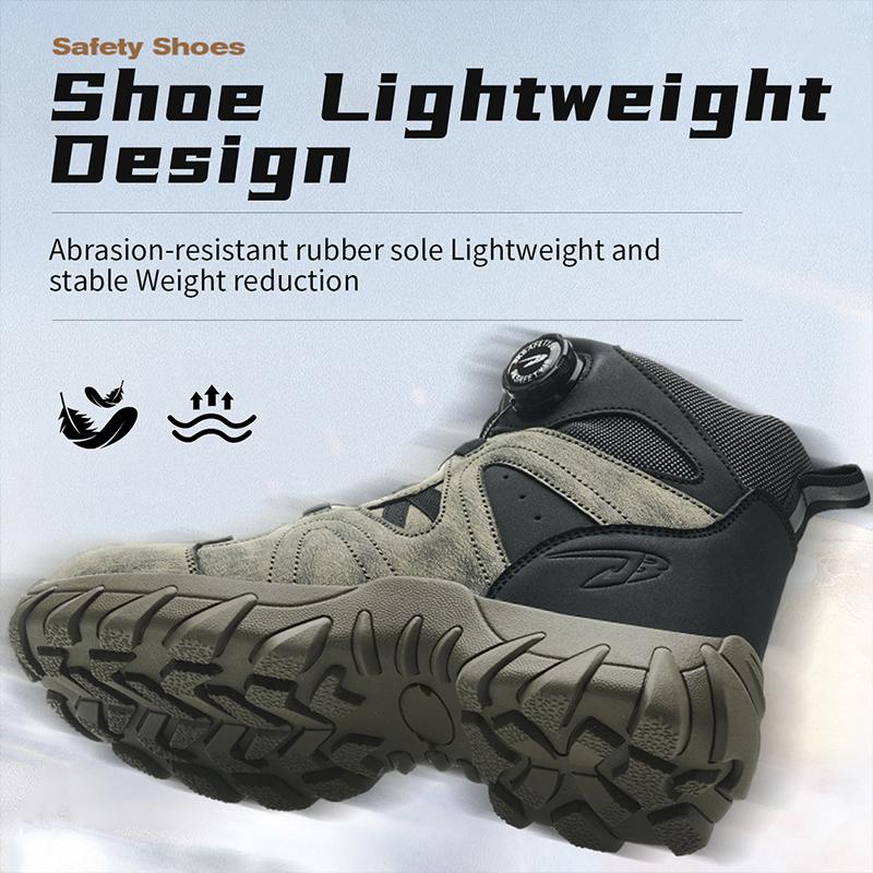 swivel button safety shoes anti-slip work shoes high-top micfiber leather work sneakers industrial waterproof work boots for men