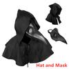 Masque et Cape de Médecin de la Peste d'Halloween Costumes Accessoires Long Nez Bec Masques en Cuir pour Adulte Cape de Faucheur Chapeau Noir Médiéval