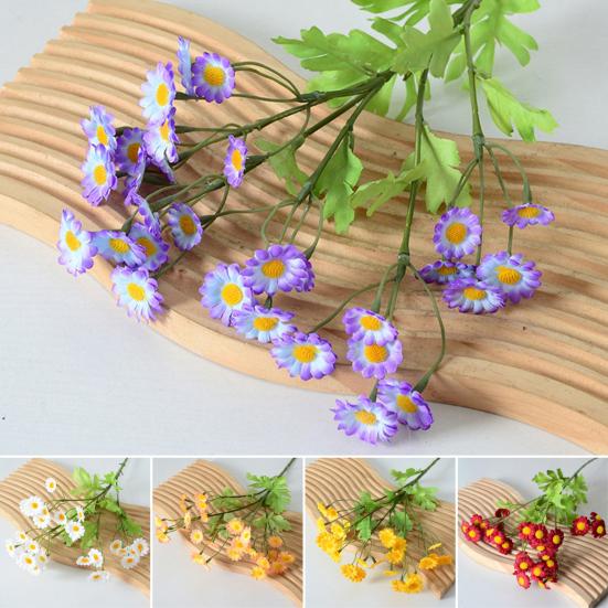Artificial Flowers 30 Heads Silk Cloth Chamomile Stems Pastoral Style Fake Flowers Wall Wedding Decor Photo Props