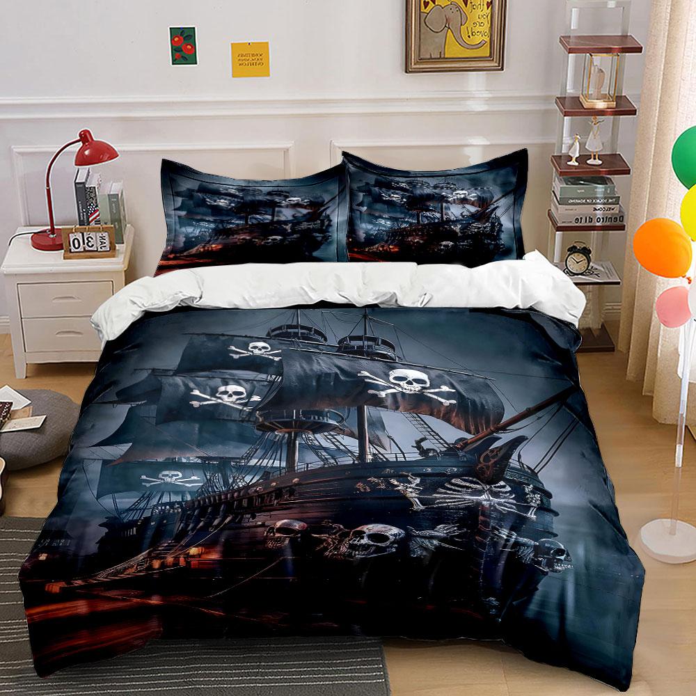 Pirate ship, skulls. Bedding sets Duvet cover sets Duvet covers Pillowcases(1* Duvet Cover 2* Pillowcases without duvet insert)
