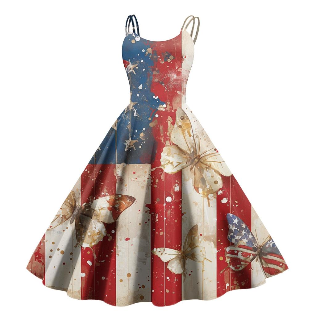 Γυναικείο casual fashion print σέξι ρετρό φόρεμα πανκ ώμου Φόρεμα ρετρό