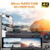 4K Dual Dash Cam with HD Night Vision, WiFi, Front & Rear Lenses, Reversing Assist, and Touchscreen