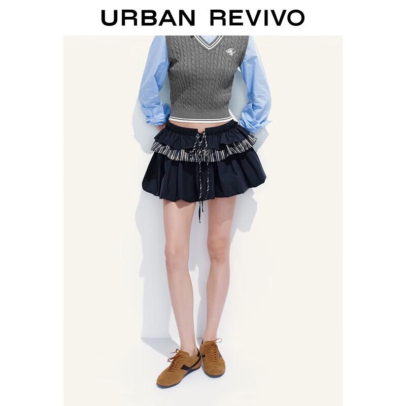 

UR 2025 Autumn Women s Spliced Puffy Mini Skirt XS