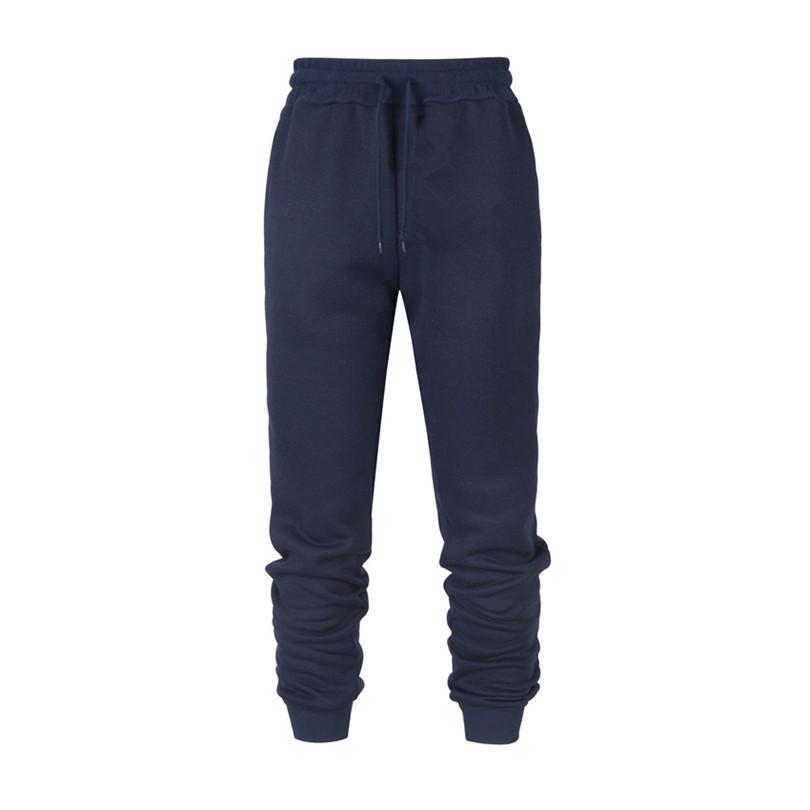 

2023 New Men s Solid Color Casual Sports Fleece Sweatpants for Europe and America L темно-синий