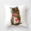 Cute Cat Pillow Case Decoration  Pet Animal Print Cushion Cover Home Sofa Living Room Polyester