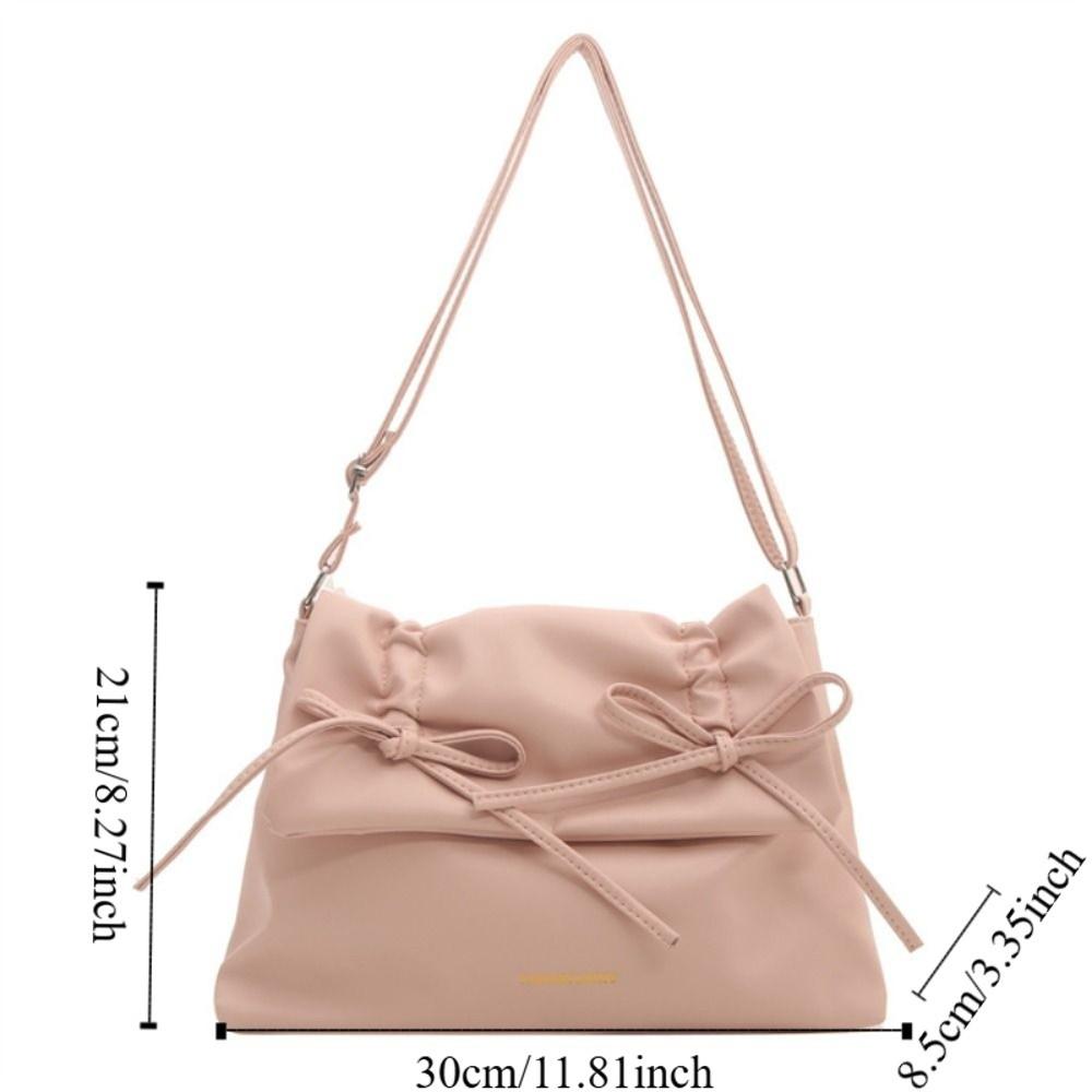 Sweet Y2K Bow Underarm bag Large Capacity Solid Tote Bag Ins PU Leather Shoulder Bag  Women
