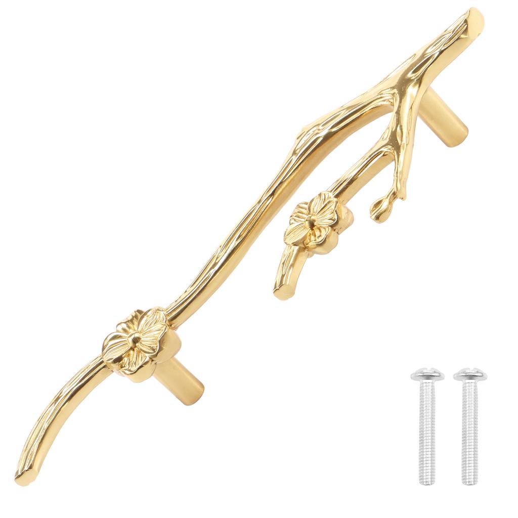 Gold Furniture Handle Twig Drawer Dresser Handle Flower Branch Shaped Dresser Knob Brass Branch Cabinet Handles for Home Decor