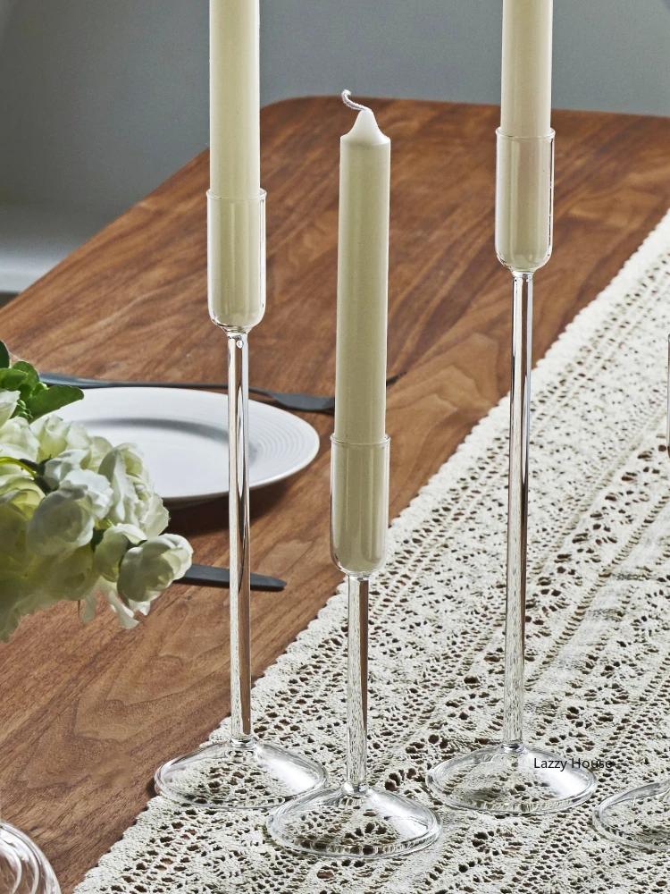 Minimalism Glass Candle Holders for Candlesticks Christmas Events Party Wedding Centerpiece Decorations Home Decor Bulk Set