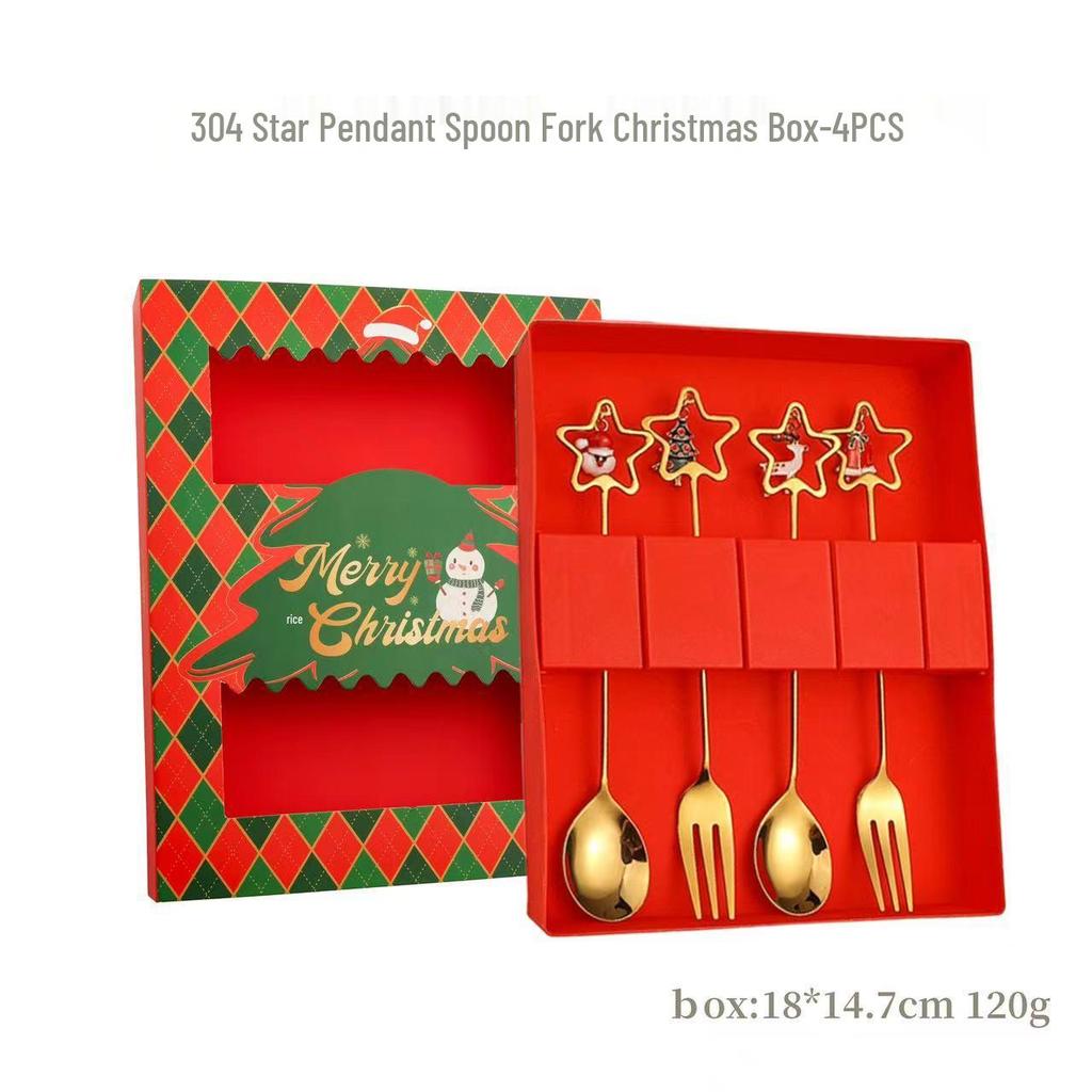 Cross-Border Cute Snowman Christmas Spoon & Fork Set – Creative Dessert Tableware Gift