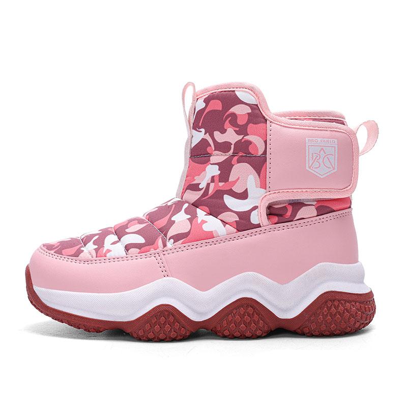 

New Girls Winter Snow Boots Sparkle PU Warm Plush Lining Kids Cotton Shoes Cute Fashion Luxury Design Non-slip Boys Cotton Boots 39 розовый