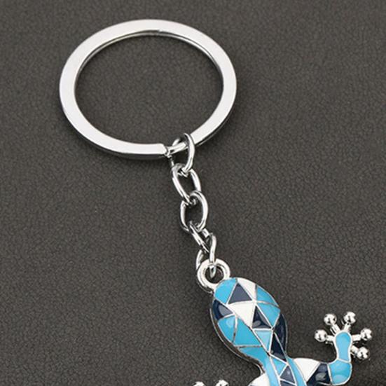 Keychain Pendant Geometric Pattern Imitation Gecko Design Zinc Alloy Key Chain Electroplated Design Key Holder Backpack Car Accessory