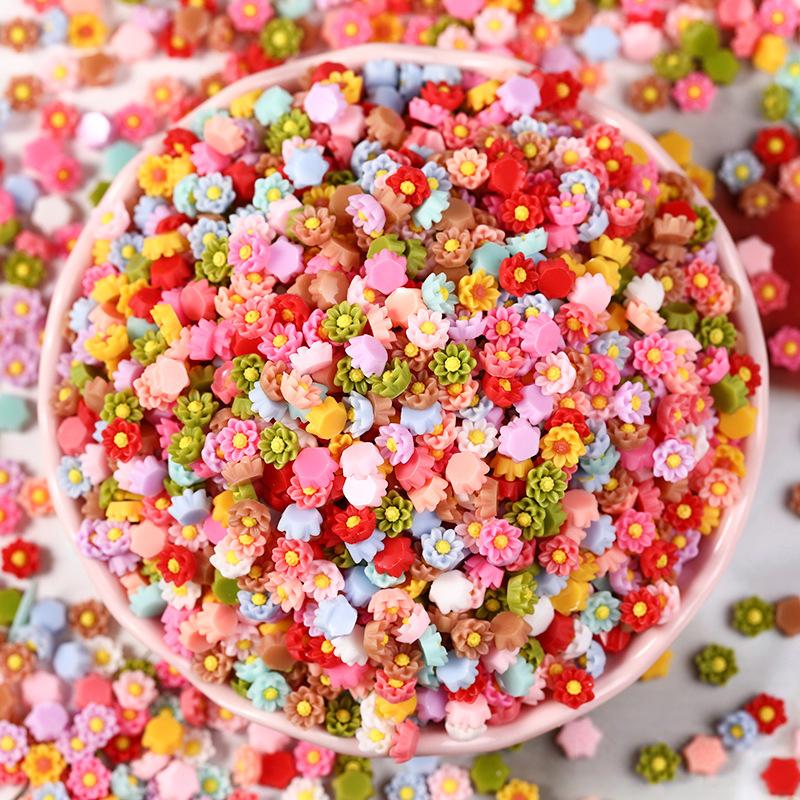 

100 шт. Мини 6 мм маникюрный цветок лотос ромашка смоляной орнамент ремесла серьги украшения для DIY нейл-арт аксессуары as the picture