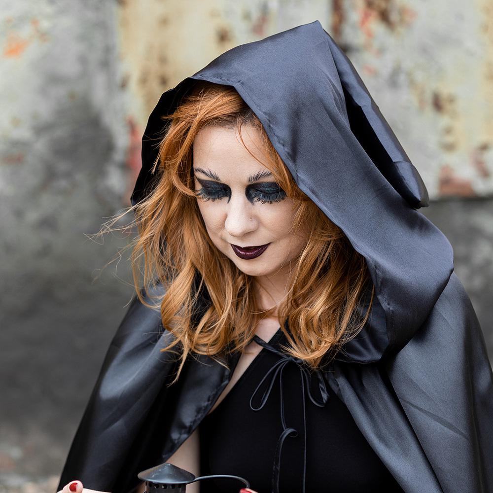 Grim Reaper Wizard & Witch Satin Halloween Party Cloak