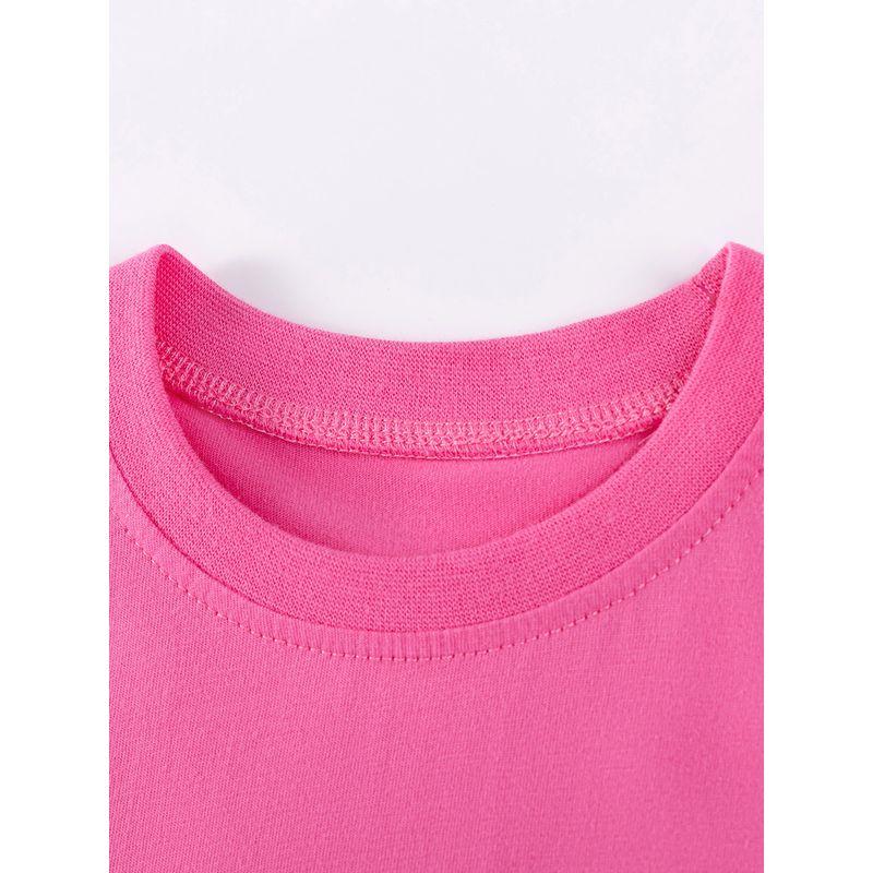 European and American Style Soft and Waxy Girls' Short-Sleeved Dress Summer Rose Red Rainbow Embroidered Knitted Skirt Casual Princess Skirt
