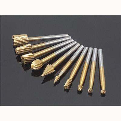 10 adet Set HSS Titanyum Dremel Yönlendirme Döner Freze Döner Dosya Kesici Ahşap Oyma Oyma Bıçak Kesici Aletler Aksesuarları