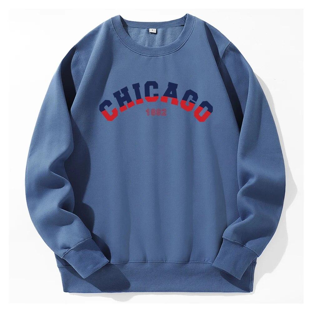 Chicago 1892 Red Blue Contrasting Design Unisex Sweatshirt Novelty Fashion Hooded O-Neck Casual Clothing Customize Loose Hoodies