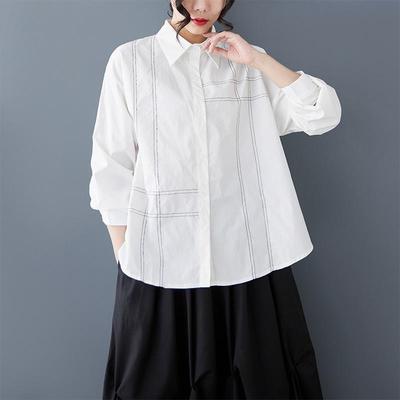 Long Sleeve Oversized Cotton Shirts & Blouses for Blouse Casual Loose Spring Summer Tops Women Button Up Shirt