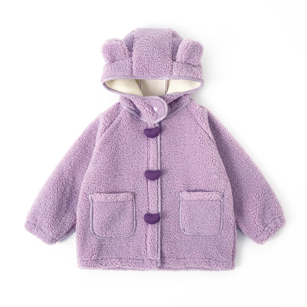 Miipat Boa Fluffy Boa Baby Leopard Solid Cute and Sizes Size Children's Girls' Jacket, Thick, Hooded, Fleece, Outerwear, Blouson, Print, Color,