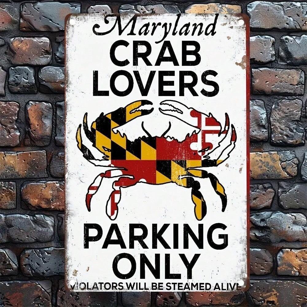 Maryland Crab Tin Sign Retro Parking Metal Wall Decor 8x12 Inches Kitchen Bar Garage Pub