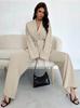2025 Autumn/Winter European & American Fashion V-Neck Women's Elegant Long-Sleeved Wide-Leg Pants Set