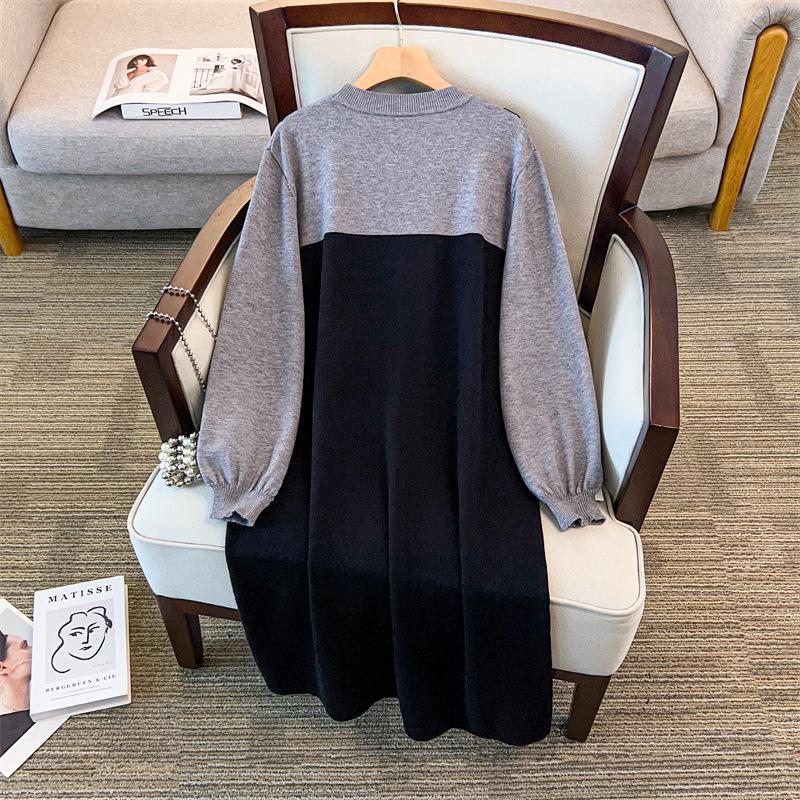 Plus Size Women's Loose Long Sweater Dress, Bust 150/160 cm, Fits 200-350 lbs, Style 8029