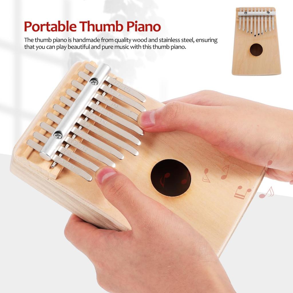 Ibasenice Wooden Kalimba 10-Key Thumb Piano Finger Piano Paint Set Portable 6.69×4.53×1.18 Inches Children's Educational Musical Instrument