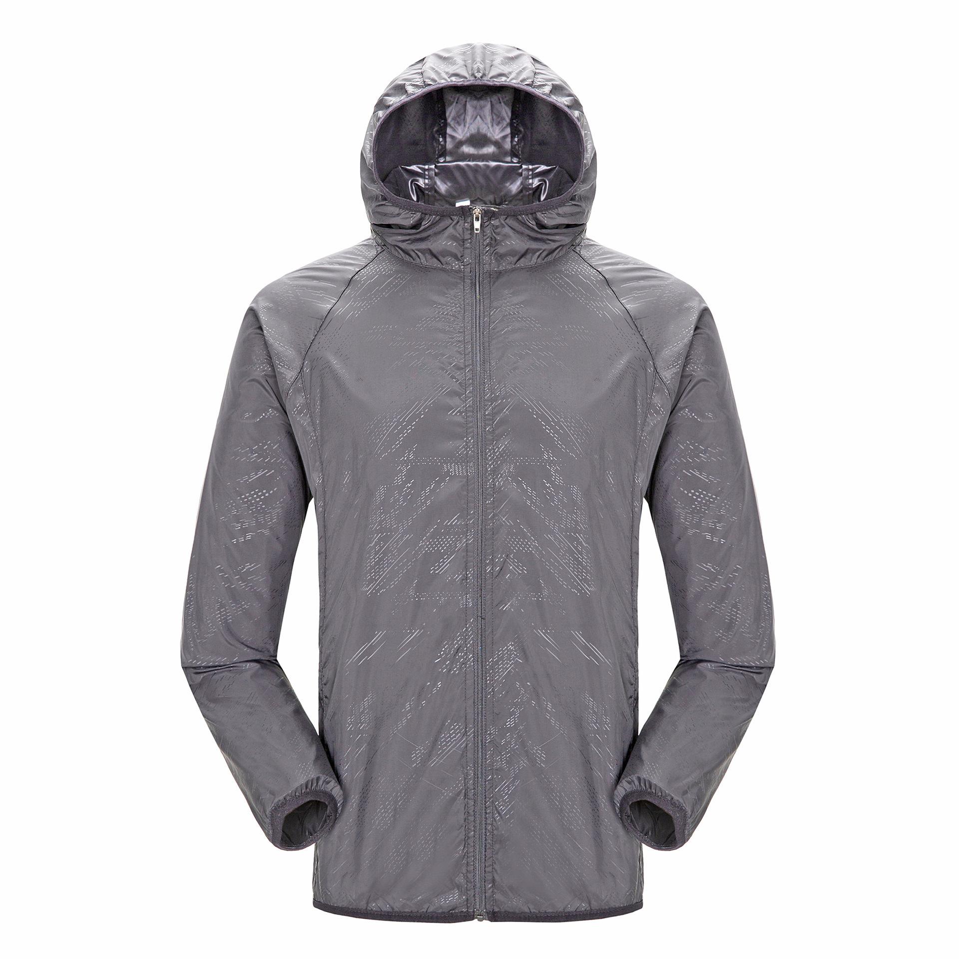 

Дощовик для кемпінгу Чоловіки Жінки Водонепроникний сонцезахисний одяг Одяг для риболовлі Мисливський одяг Швидковисихаюча вітровка з кишенею L сірий