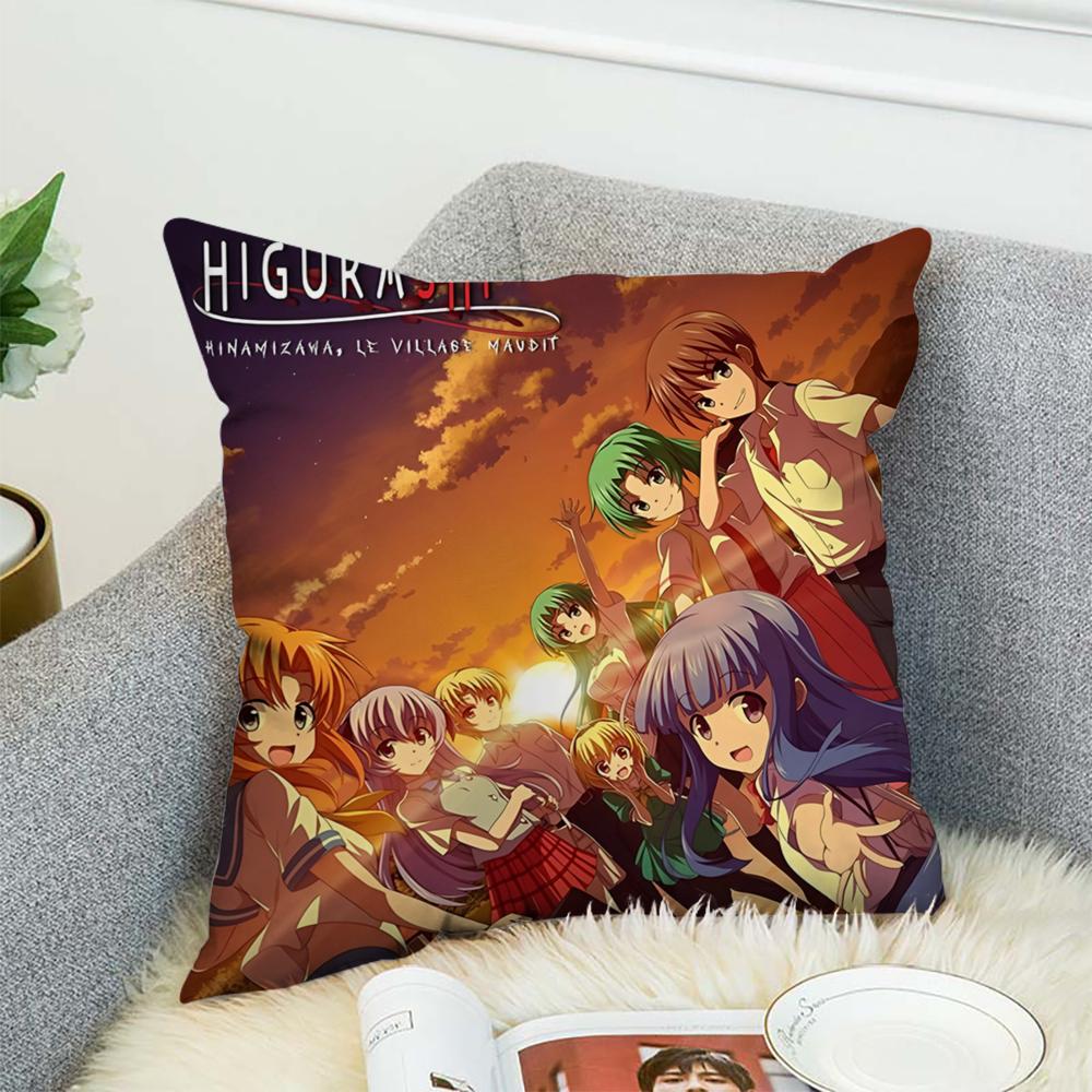 Higurashi When They Cry Pillow Case For Car Sofa Decorative Home Double-sided Print Plush Square Throw Pillow Cushion Cover
