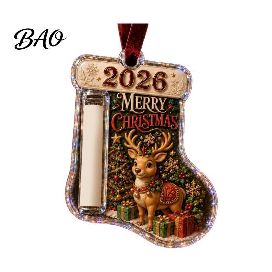 Holiday Cash Gift Card Ornament Stocking Shaped Christmas Ornament, Acrylic Money Holder Hanging Personalized Keepsake for Friends Decor, Xmas