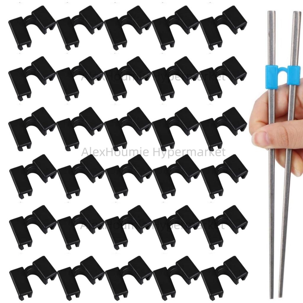 30PCS Chopstick Helper Training Kit Chopsticks Connector Reusable Plastic Training Chopstick Helper for Beginner Trainer Learner
