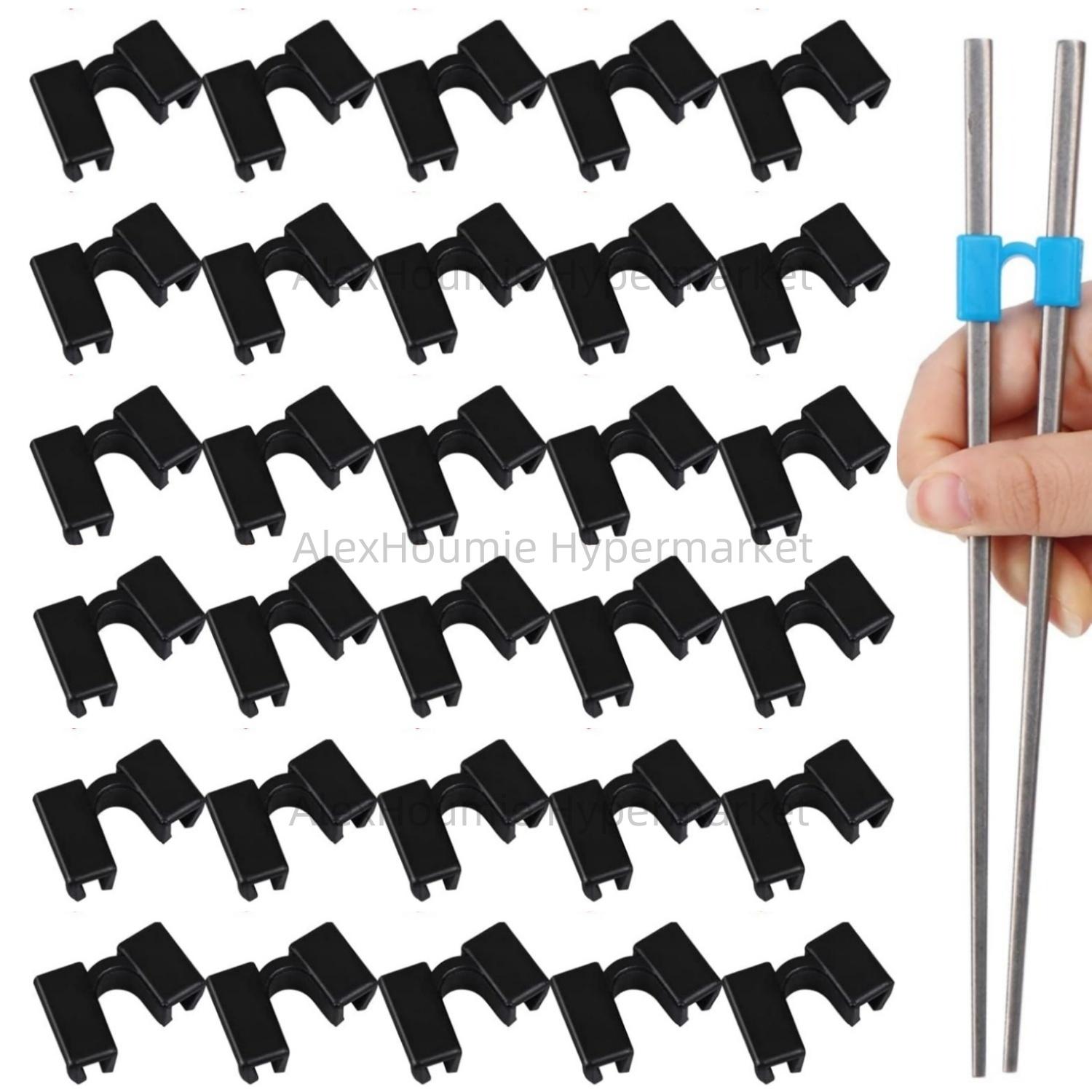 30PCS Chopstick Helper Training Kit Chopsticks Connector Reusable Plastic Training Chopstick Helper for Beginner Trainer Learner